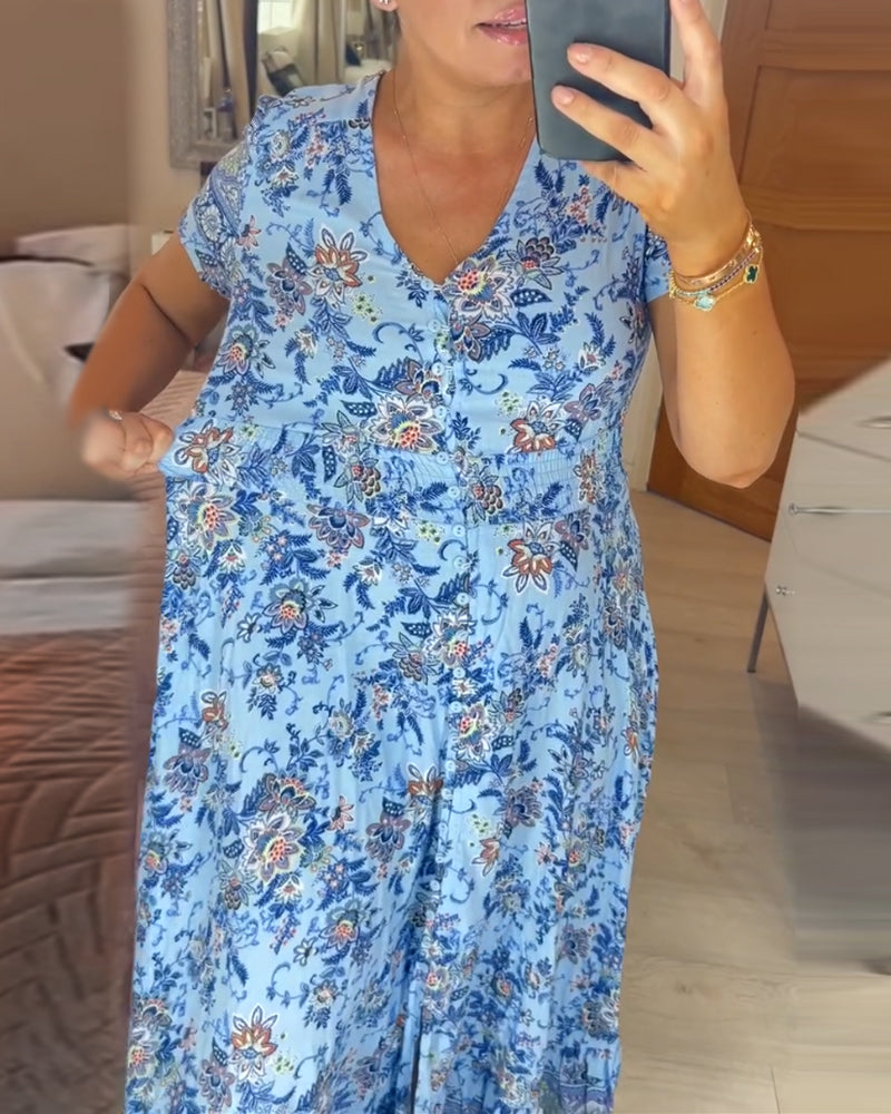 🔥Floral Print V-neck Dress