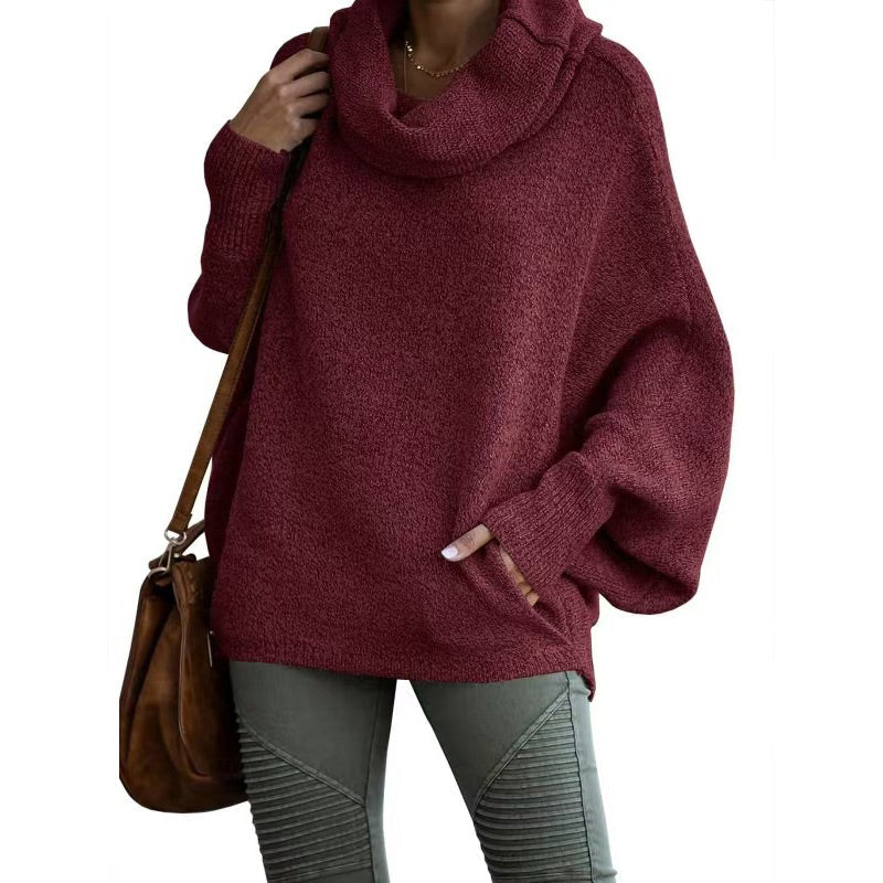 💕Women's sweater with batwing sleeve neck and pocket