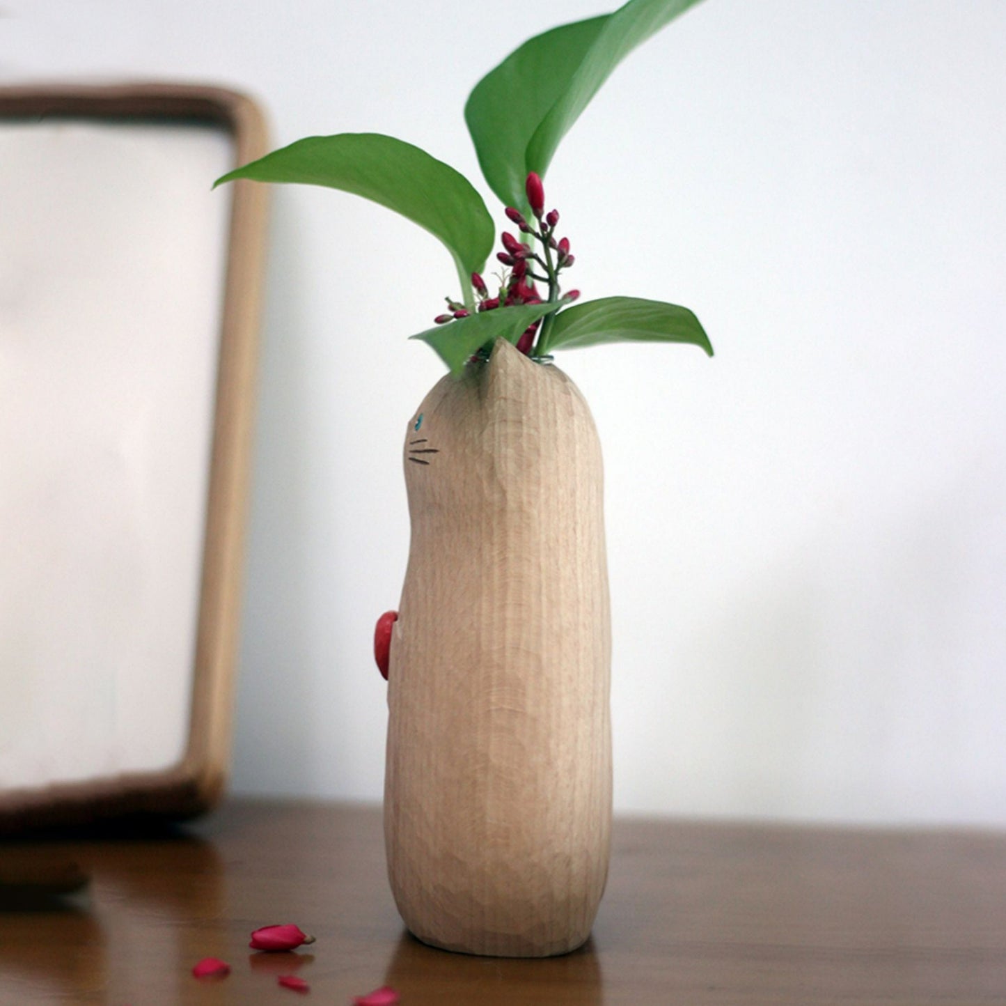 🔥Handmade Wooden Cat Vase