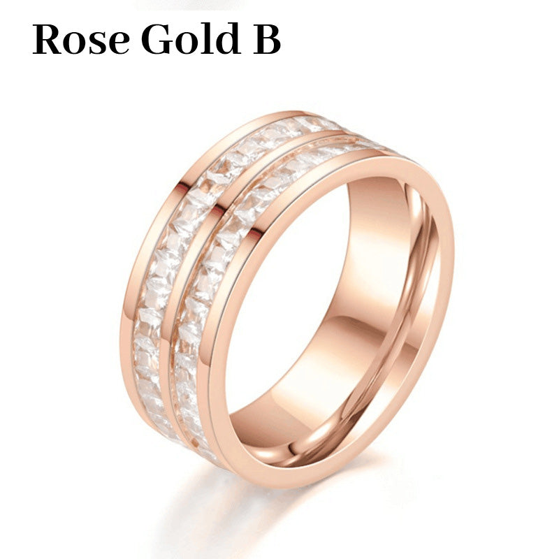 🎄Light Luxury Niche Titanium Steel Zircon Ring