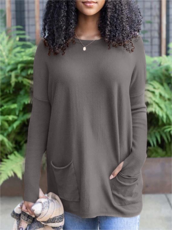 💥LONG SLEEVE THUMBHOLE SWEATER POCKET TUNIC💥