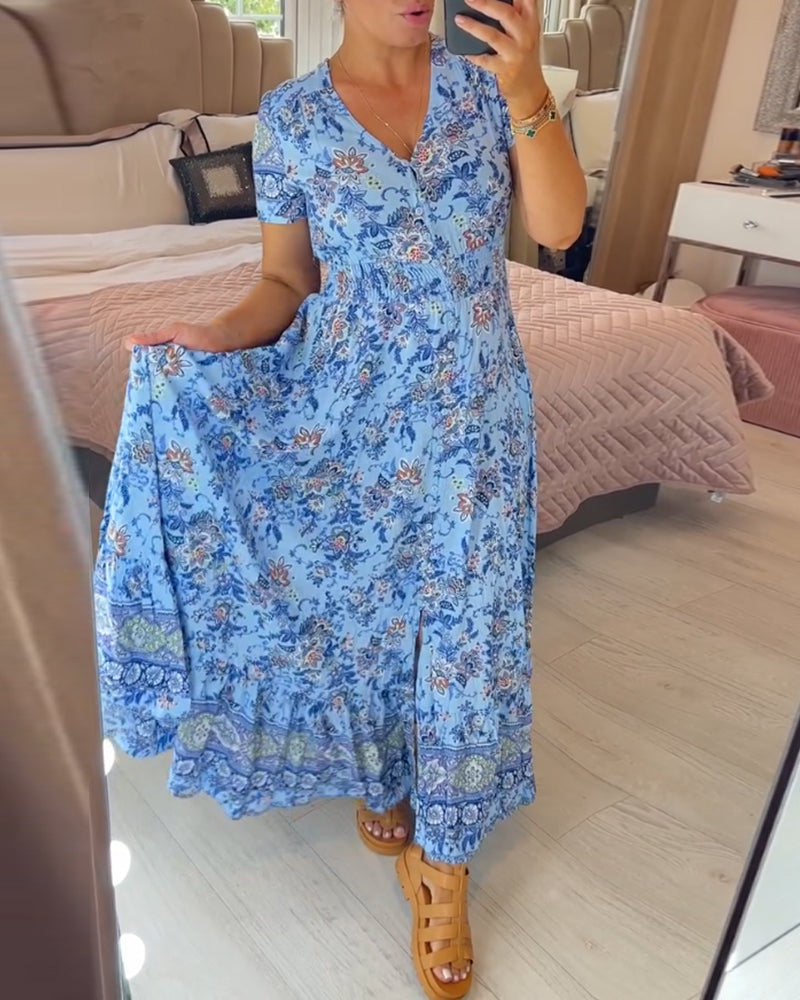 🔥Floral Print V-neck Dress