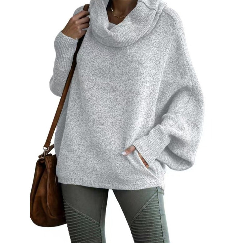 💕Women's sweater with batwing sleeve neck and pocket