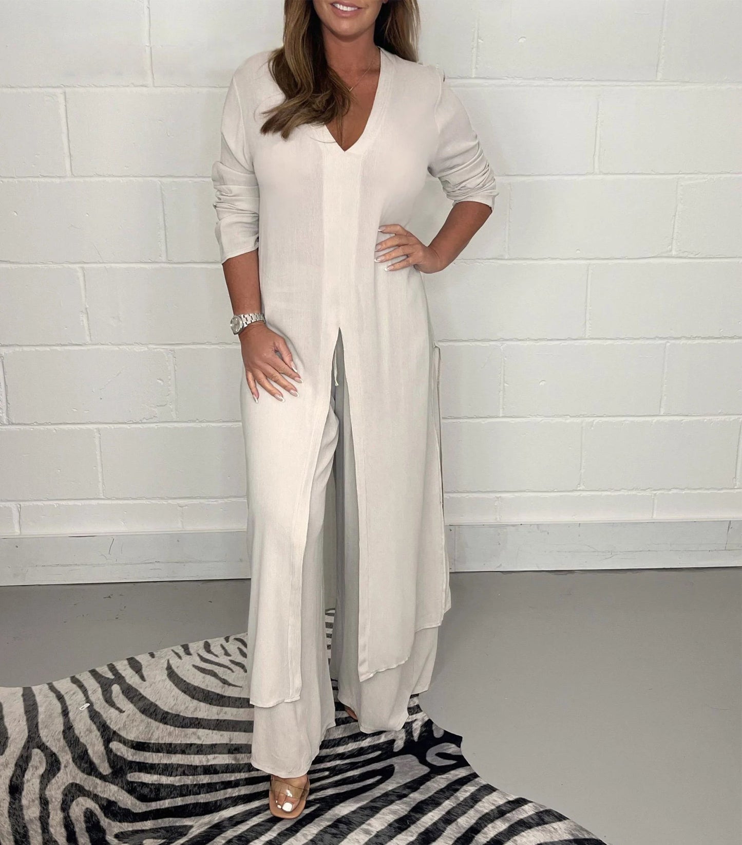 🔥Casual 2 Pieces Suit With Long Top & Matching Trouser