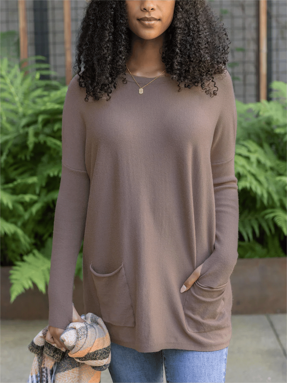 💥LONG SLEEVE THUMBHOLE SWEATER POCKET TUNIC💥