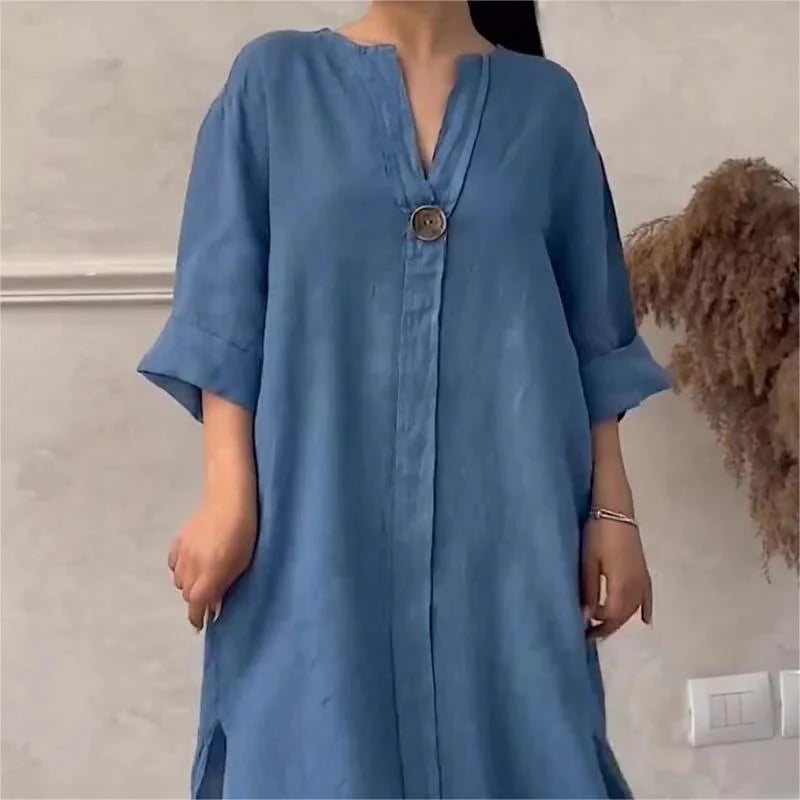 đŸ‘—Casual Breathable 3/4 Sleeves V-Neck Dress