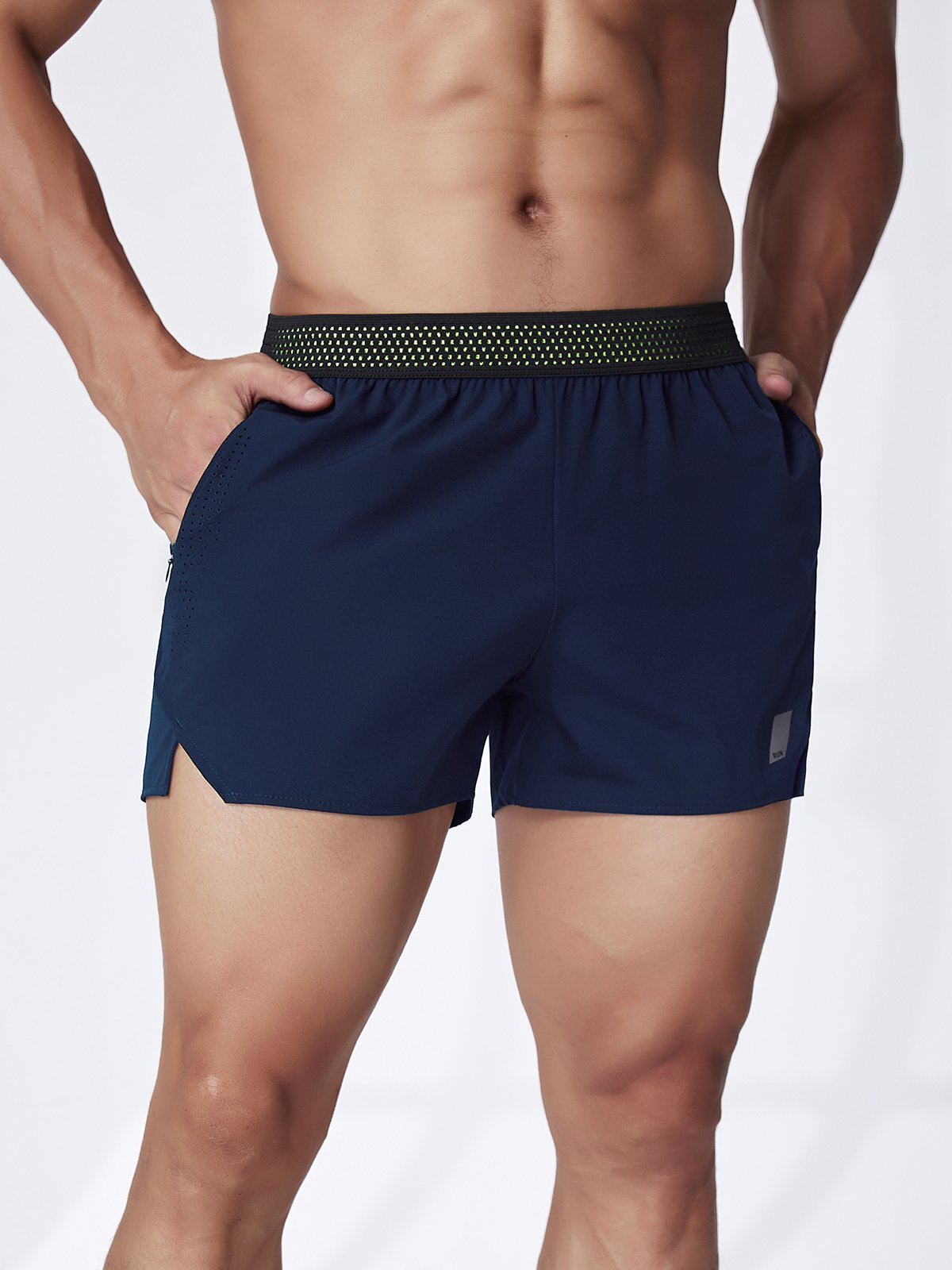 Men's Zipper Pockets Hiking Athletic Running Shorts