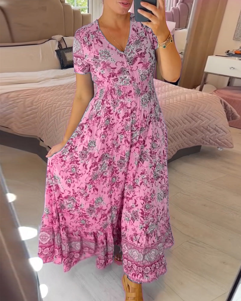 🔥Floral Print V-neck Dress