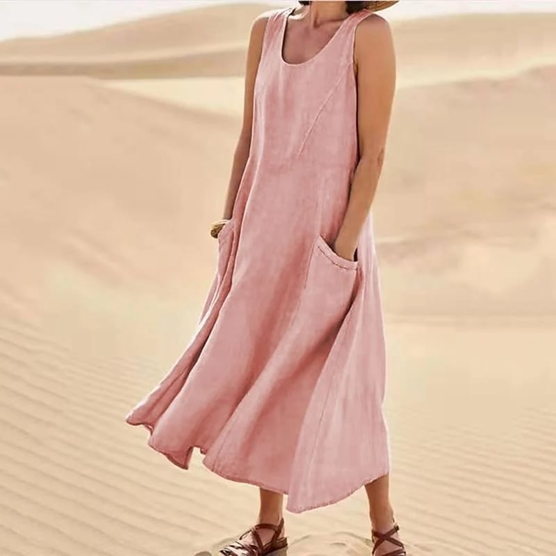 ð¥Women's Sleeveless Cotton And Linen Dress