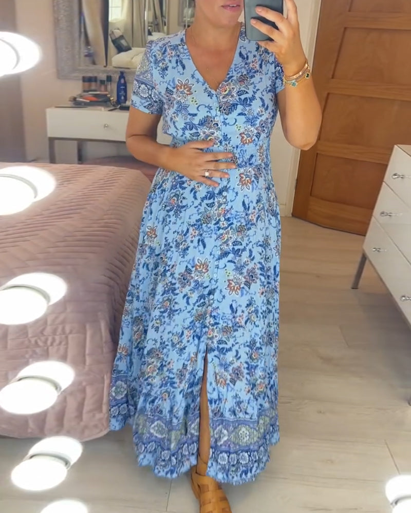 🔥Floral Print V-neck Dress