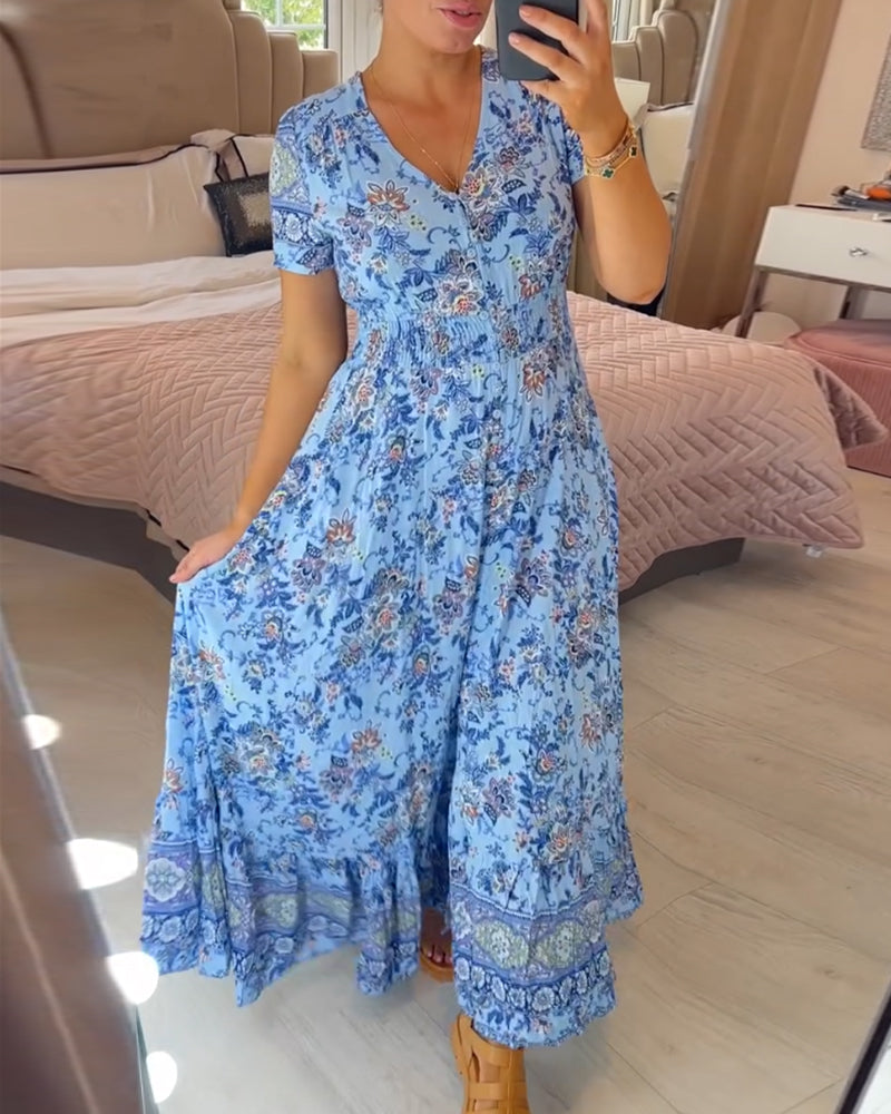 🔥Floral Print V-neck Dress