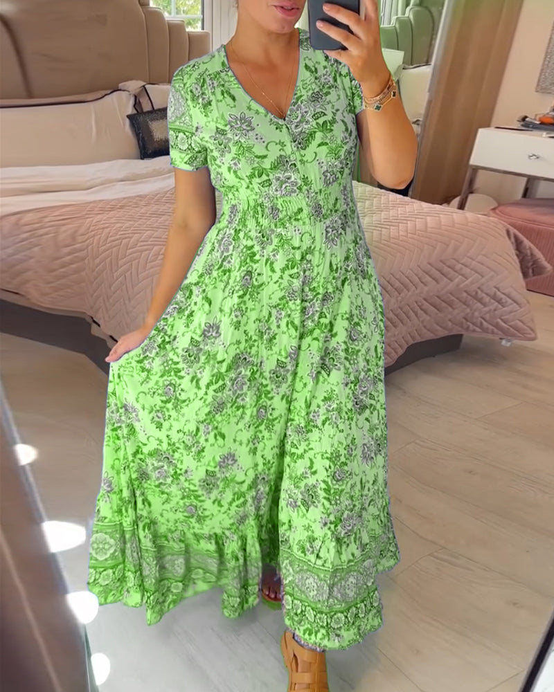 🔥Floral Print V-neck Dress