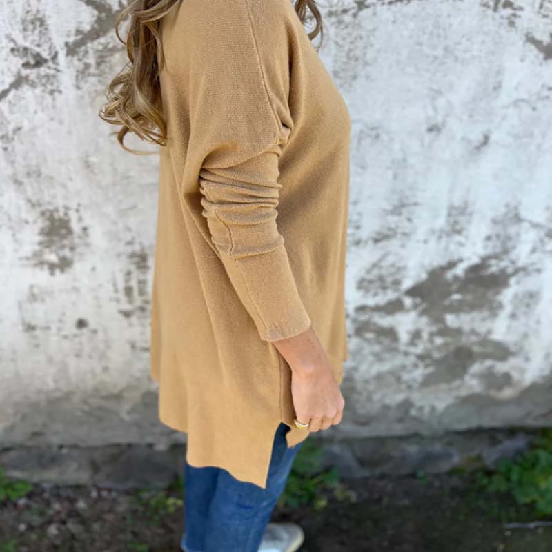 🔥Women's Cozy Knit Long Sleeve Tunic Top with Side Slits
