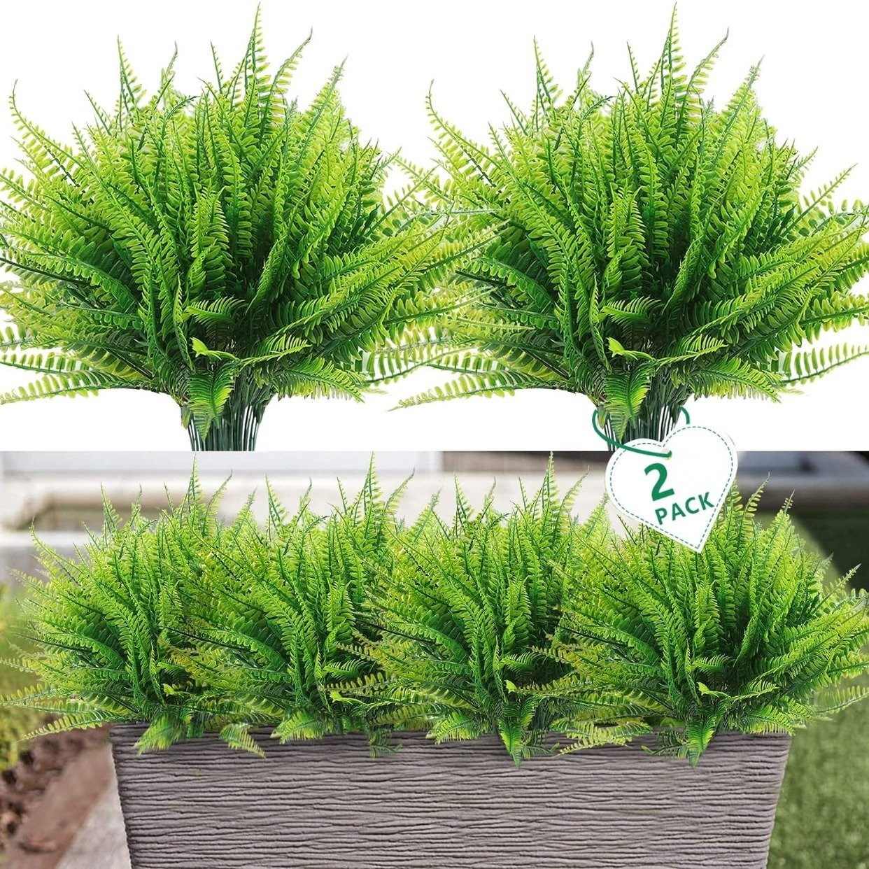 🌿Artificial Plants-Boston Fern Green Outdoor UV Protection
