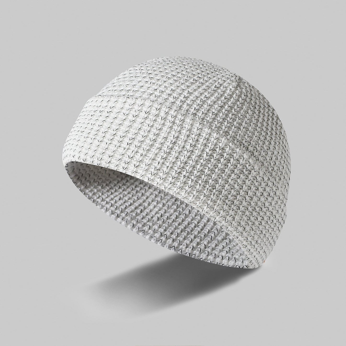 WHITE REFLECTIVE SILK KNIT CAP