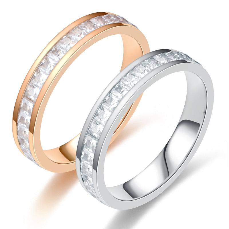 🎄Light Luxury Niche Titanium Steel Zircon Ring