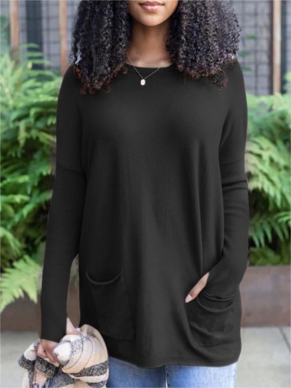 💥LONG SLEEVE THUMBHOLE SWEATER POCKET TUNIC💥