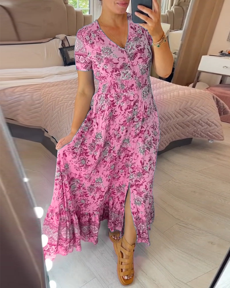 🔥Floral Print V-neck Dress