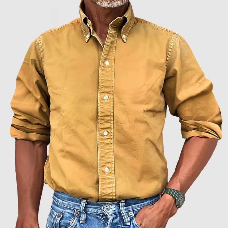 Men's Vintage Premium Washed Long Sleeve Shirt