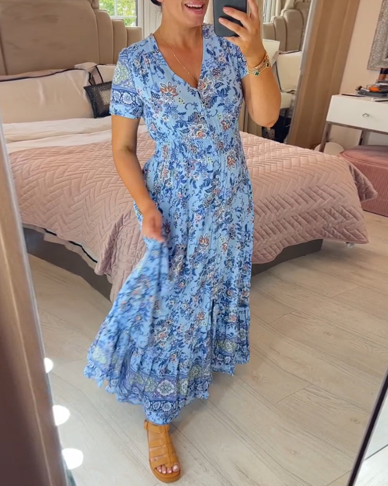 🔥Floral Print V-neck Dress
