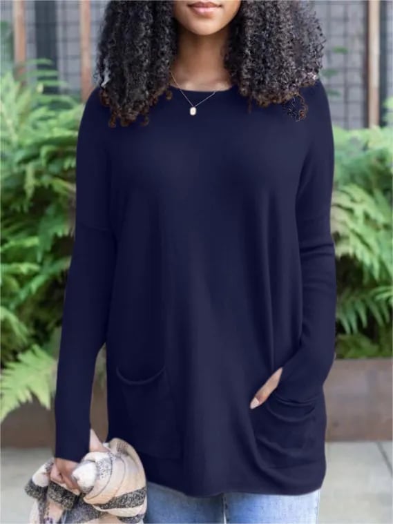 💥LONG SLEEVE THUMBHOLE SWEATER POCKET TUNIC💥