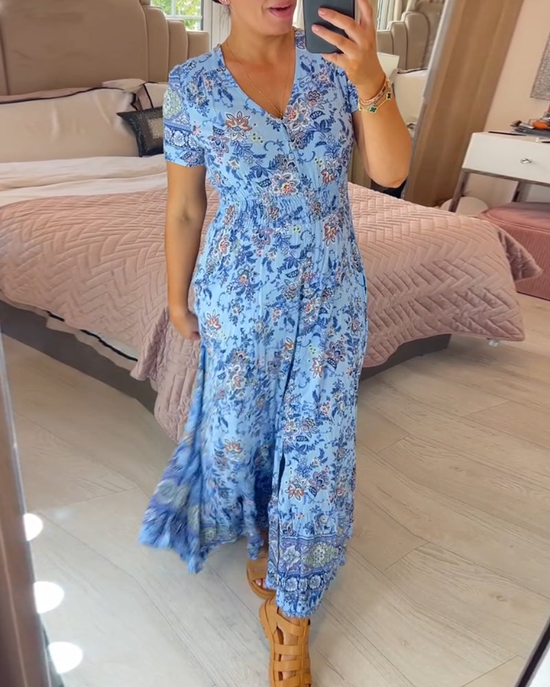 🔥Floral Print V-neck Dress