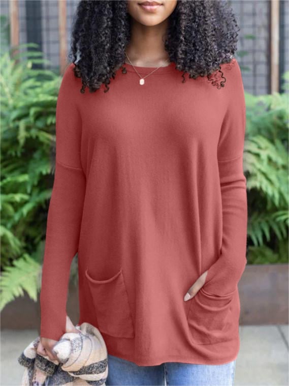 💥LONG SLEEVE THUMBHOLE SWEATER POCKET TUNIC💥