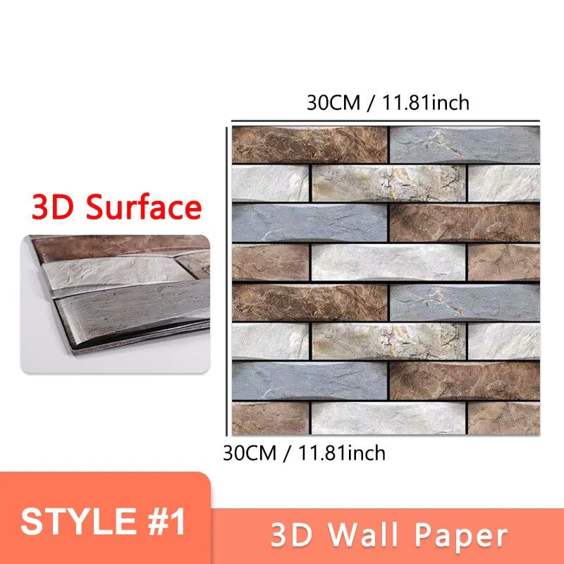 10Pcs 3D Peel and Stick Wall Tiles(12x12 inches)