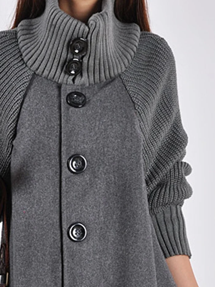 (Free Shipping) High-Neck Oversized Long-Sleeved Coats