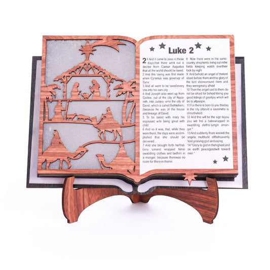 3D Christmas Wooden Nativity Scene Book Display With Light