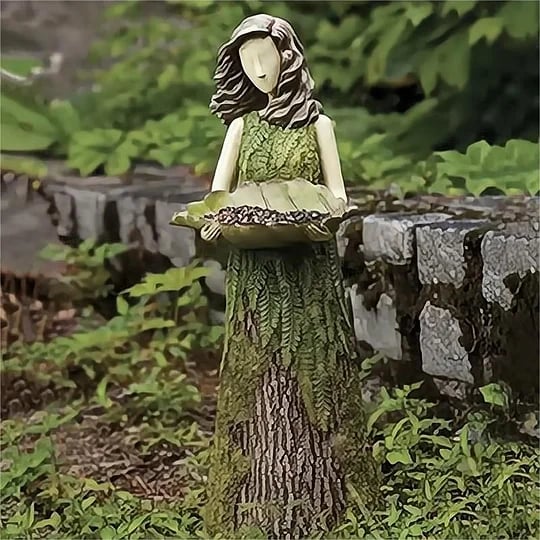 š„Forest Girl Bird Feederš - Unique Home Decor Creative Art Craft Outdoor Bird Bath Bowl