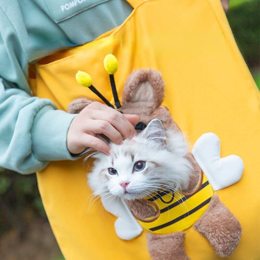 2023 Pet Canvas Bag Bee-shaped Travel Handbag for Small Cat