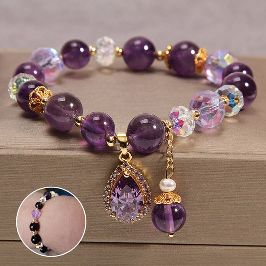 💜Special Gift For Yourself/Wife/Mother/Daughter - Natural Amethyst Water Drop Bracelet