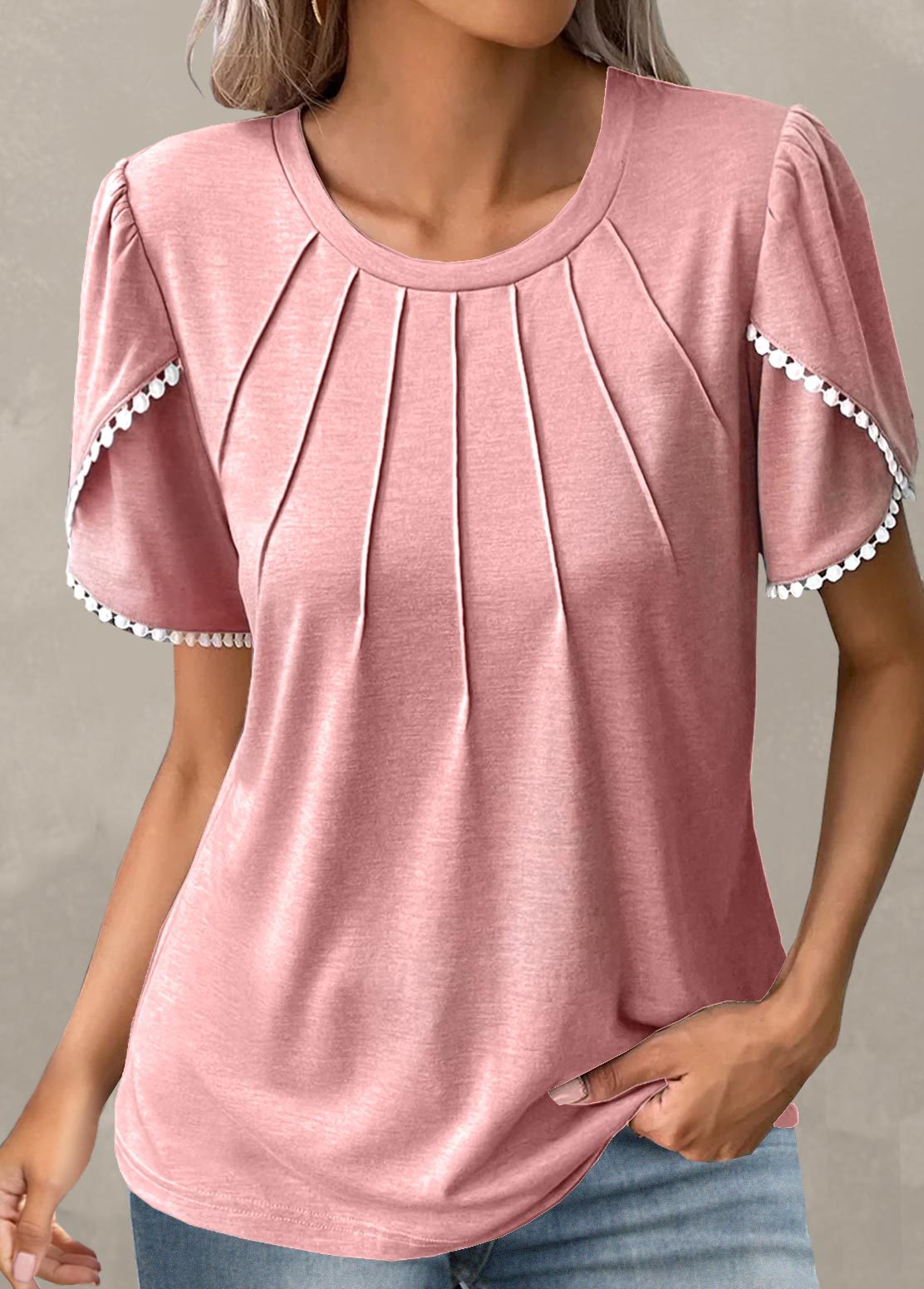 Women's Summer Round Neck Solid Color T-Shirt