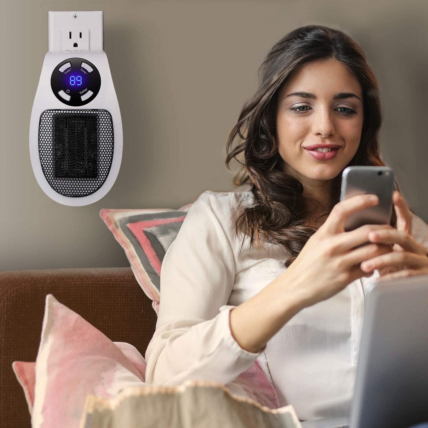 Portable Plug-in Wall Mounted Room Heater Home Mini Remote Heater 500W