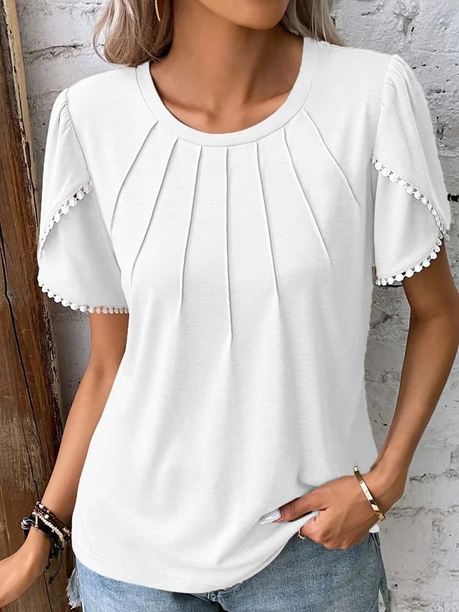 Women's Summer Round Neck Solid Color T-Shirt