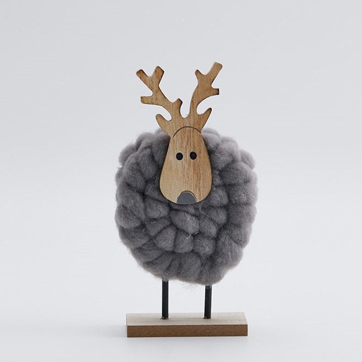 Christmas Home Decor Wool - Wood Felt Reindeer Elk Tree Decorations