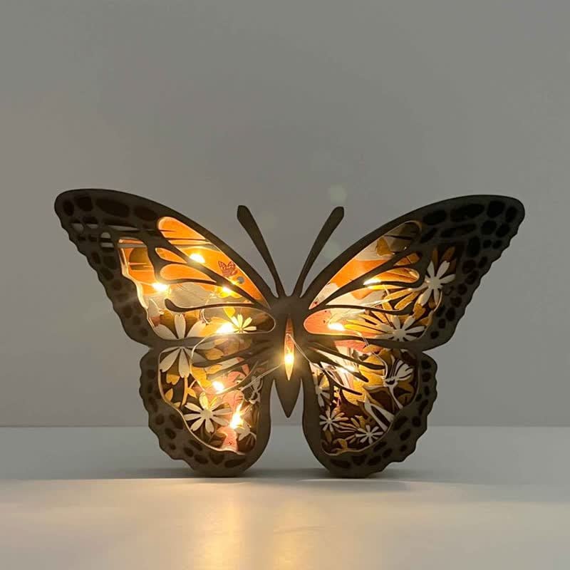 3D Wooden Carving Art Butterfly Wood Crafts Home Carving Decorations