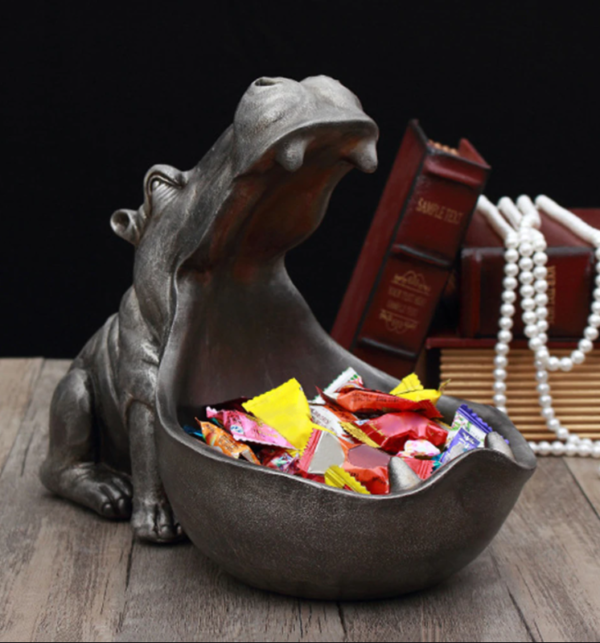 Resin Hippo Statue Holder