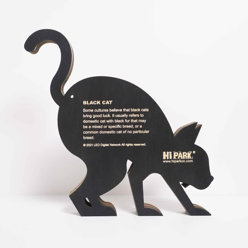 Animals Wooden Crafts Halloween Black Cat 3D Wall Statue Freestanding Art Decor