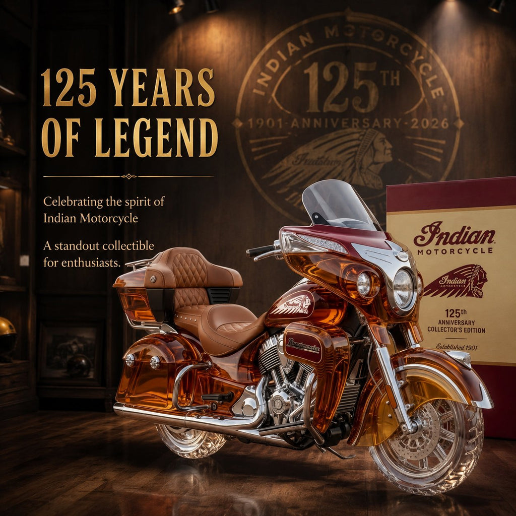 Indian Motorcycle Roadmaster 125th Anniversary Collectors Edition Whiskey Bottle