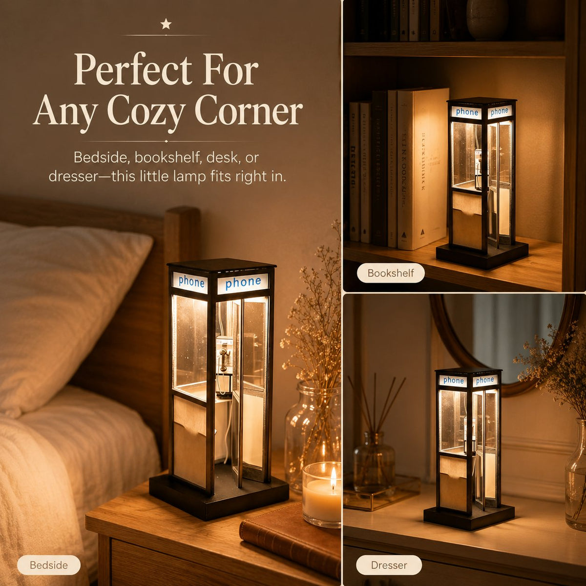 ☎️Retro-Style Telephone Booth Decorative Lamp - Bedroom Bedside Creative Night Light