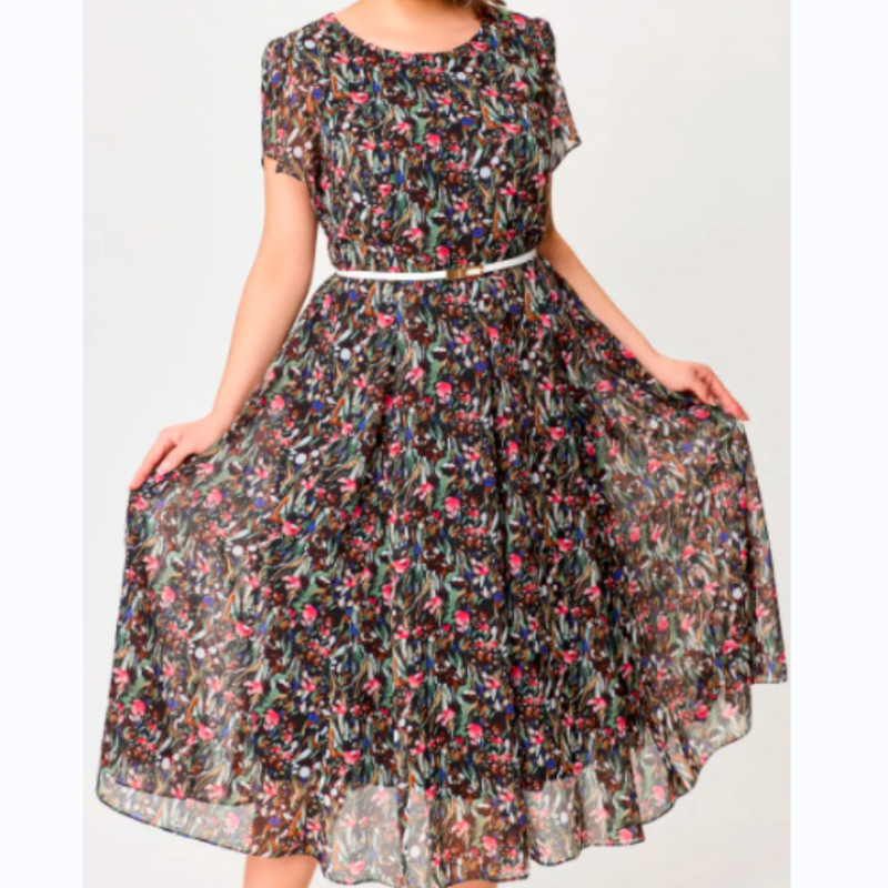 🔥 Flowy Floral Dress with Delicate White Belt