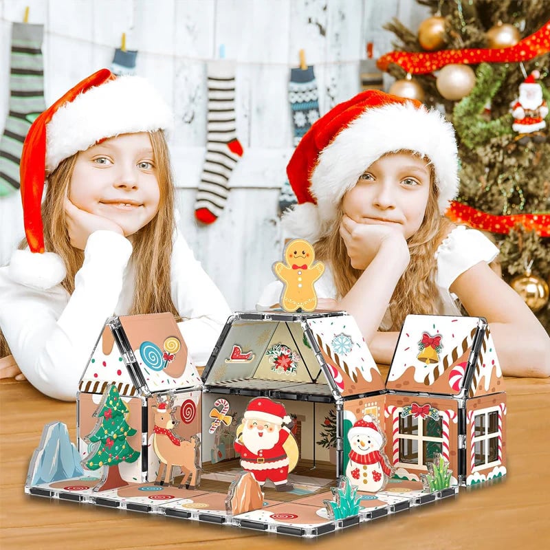 🏆Magnetic Gingerbread House Building Set