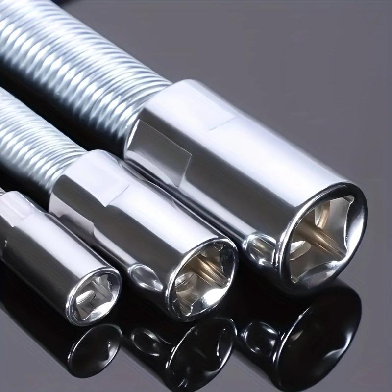 Universal Electric Wrench Socket, 3 Counts Bendable Flexible Shaft, Extension Rod & Force Connecting Rod For Home, Car & Office, Repair Socket Wrench Tools