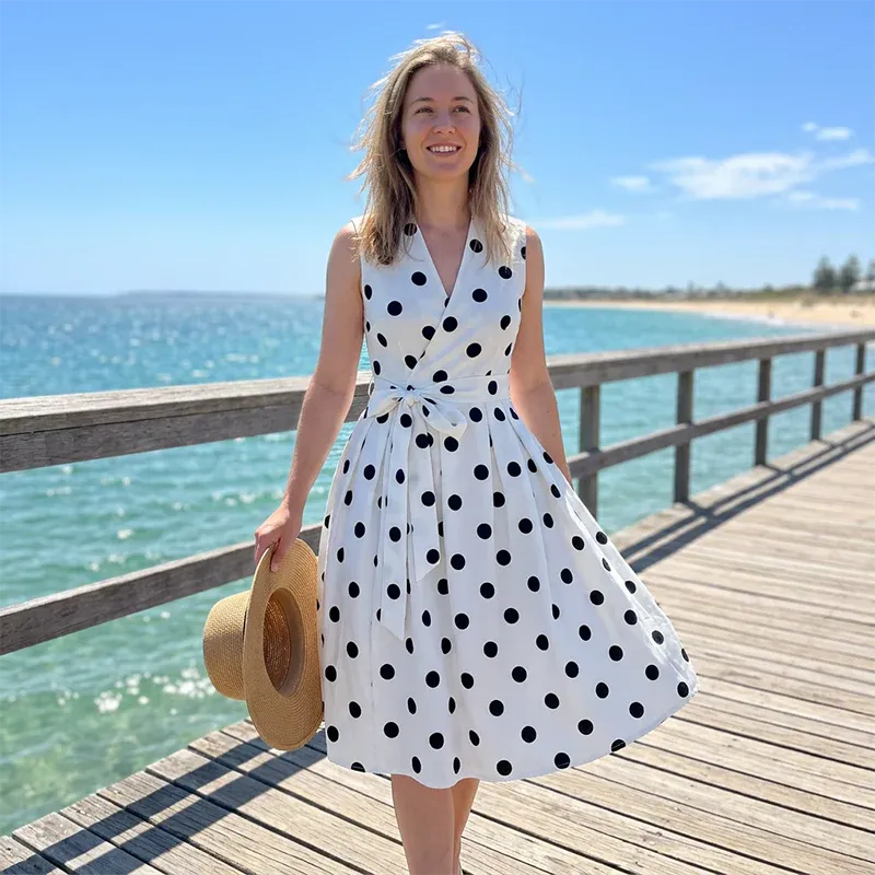 ⏰Women's Polka Dot Sleeveless V-Neck Dress