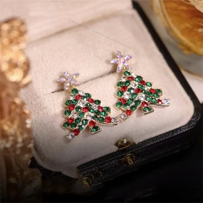 Shiny Christmas Tree Earrings