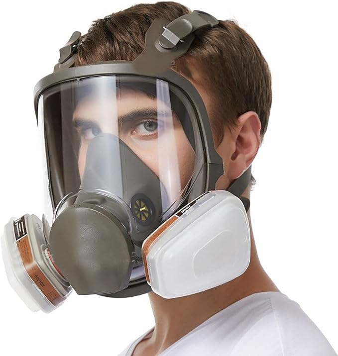😷 Full Face Respirator Mask ✅ 17-in-1 Anti-Fog Reusable Gas Dust Chemical Protection for Painting Construction Industrial Work
