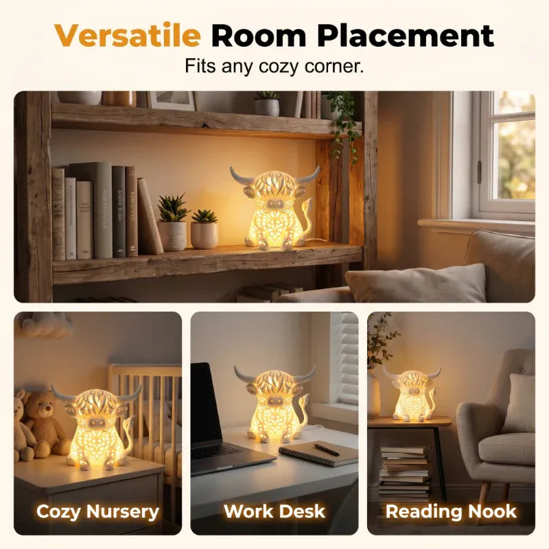 Warm Glow Highland Cow Table Lamp