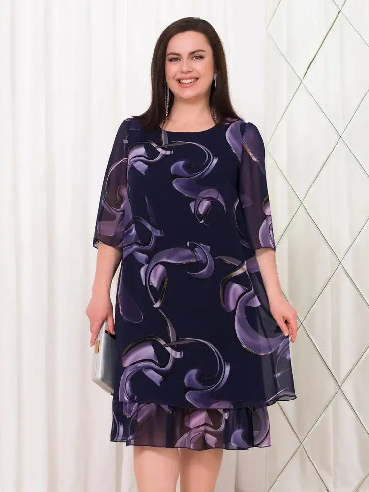 💕New ruffled sleeve Elegant printed chiffon dresses.